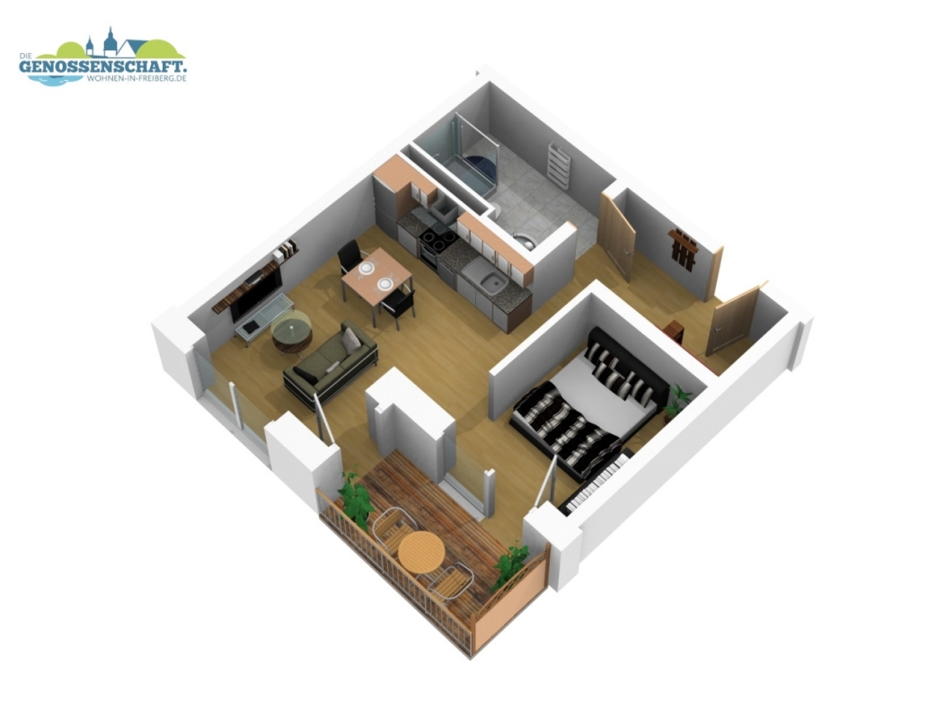 *Psst!* - Hier versteckt sich ein kleiner Schatz - 1RW im Freiberger Garten - Grundriss