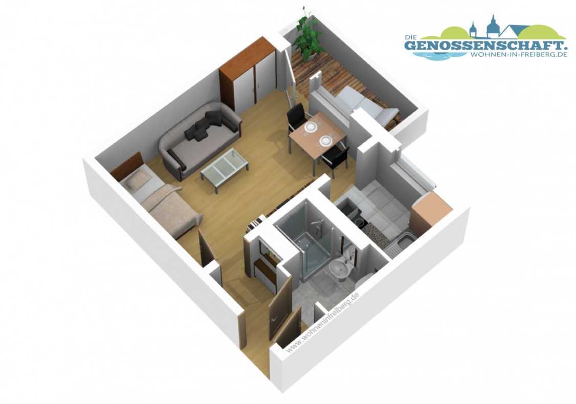 Copilot gesucht…tolle 1-RW mit Dusche & Balkon!!! - Grundriss