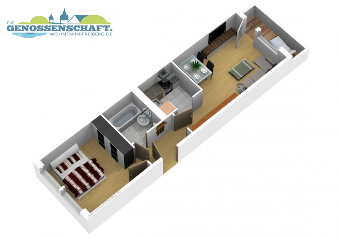 Frühlingsgefühle...tolle 2-Raum-Wohnung zum Verlieben!!! - Grundriss