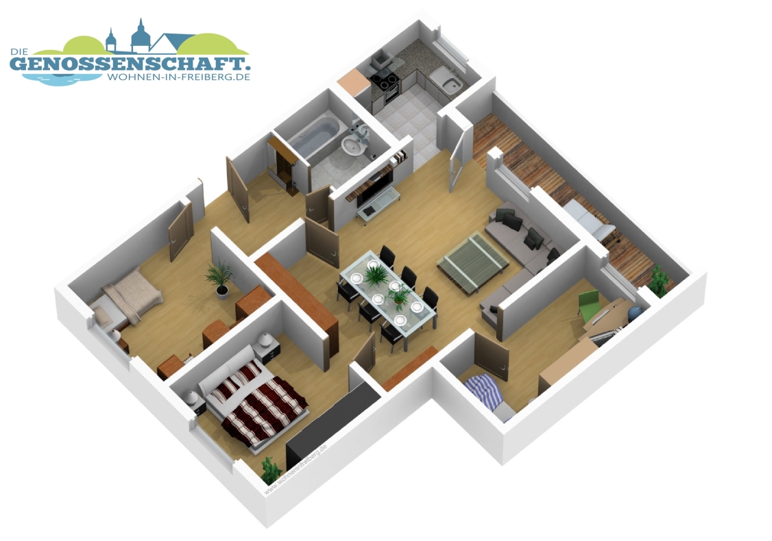Platz für die ganze Familie...große 4-RW mit Wanne u. Balkon!!! - Grundriss