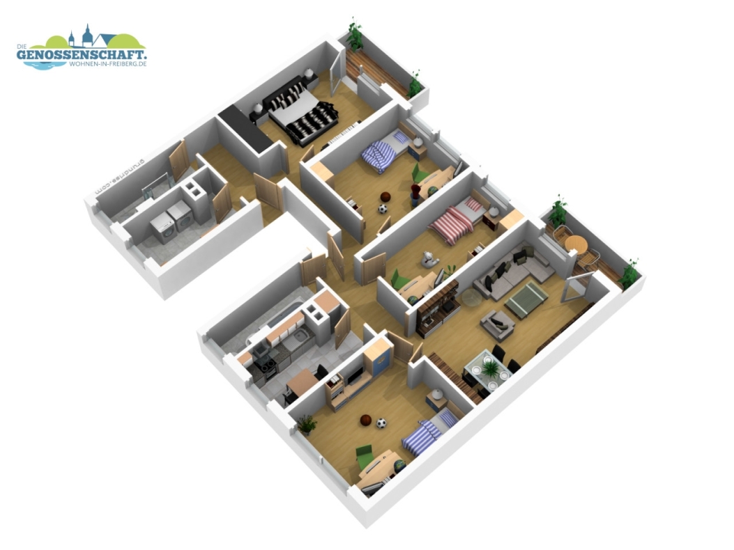 5-Raum-Familientraum mit Wanne, Dusche & 2 Balkonen!!! - Grundriss