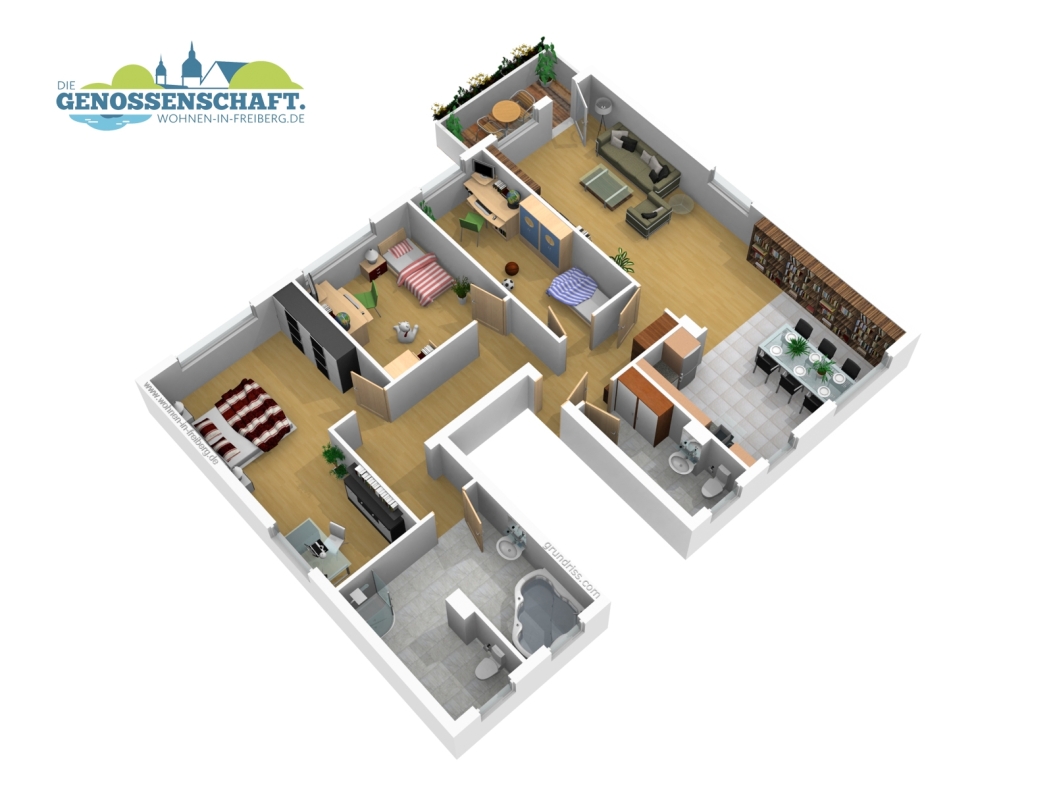 Wer´s GROß mag***Neu sanierte Etagenwohnung mit Wanne, Dusche u. 2 Balkonen!!! - Grundriss