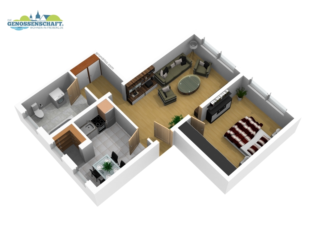 *2-Raum-Traum* - seltener 2RW-Grundriss mit Badewanne und geräumiger Küche - Grundriss