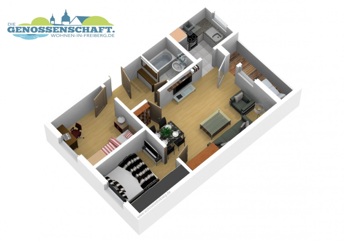 *3-Raum-Wohn-Glück* mit Badewanne und Balkon - Grundriss