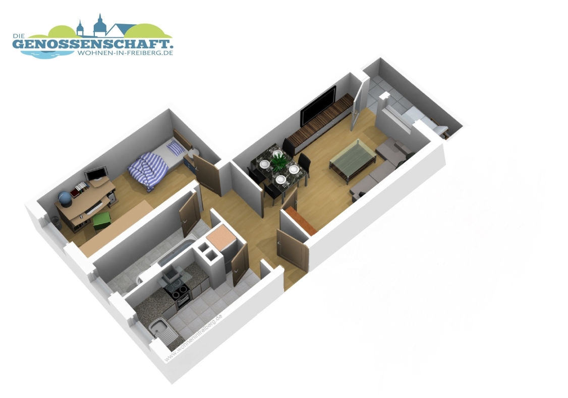 Jackpot! Modernisierte 2RW mit bodentiefer Dusche und XXL Balkon! - Grundriss