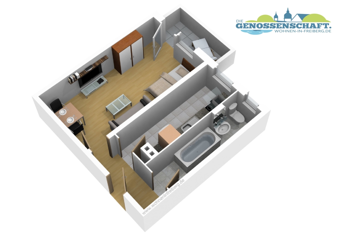 Dein Platz an der Sonne - schicke 1RW mit Balkon und Badewanne im Erdgeschoss - Grundriss