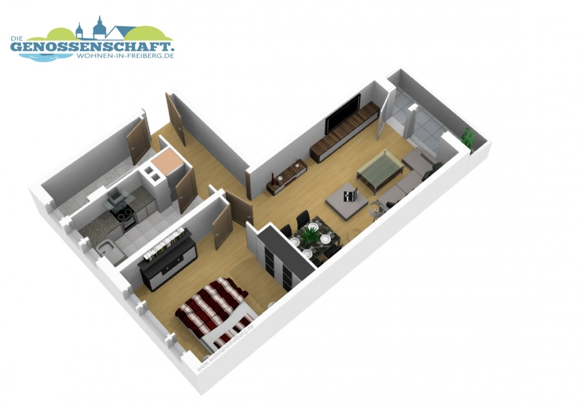 Frühlingsgefühle...tolle 2-Raum-Wohnung mit Wanne & Balkon zum Verlieben!!! - Grundriss