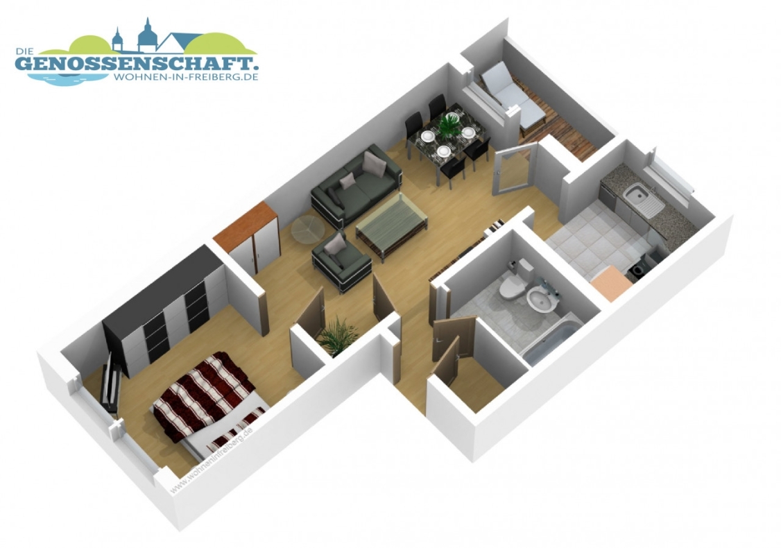 Neues Jahr - neues Glück! Modernisierte 2RW mit Balkon! - Grundriss