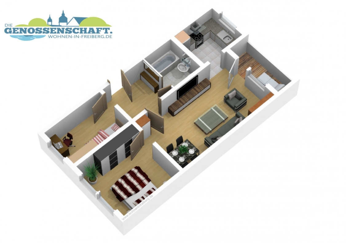 Happy hour, mitten in der Nacht...3-RW mit Einbauküche, Dusche & Balkon!!! - Grundriss