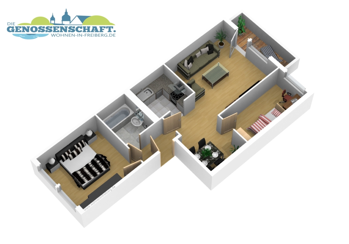 Schaumparty im modernen Wannenbad...helle 3-RW mit Wanne u. Balkon!!! - Grundriss