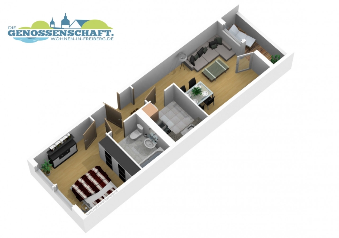 Richtig eingeseift...moderne 2-RW mit ebenediger Dusche & Balkon!!! - Grundriss