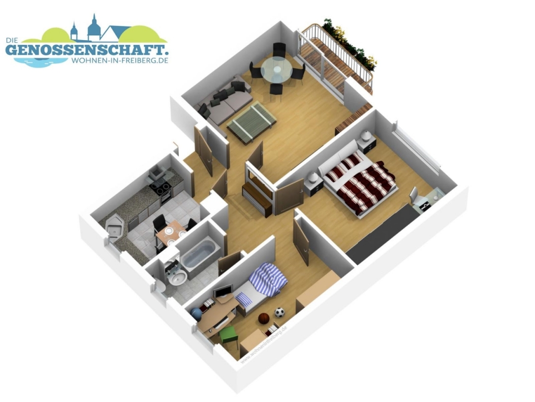 Schaumparty im modernen Wannenbad...3-RW mit Wanne & Balkon!!! - Grundriss