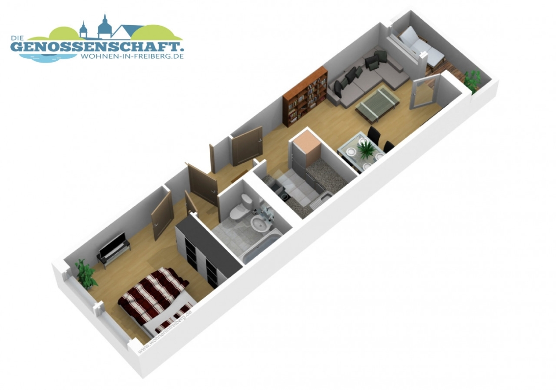Frühlingsgefühle...tolle 2-Raum-Wohnung zum Verlieben!!! - Grundriss